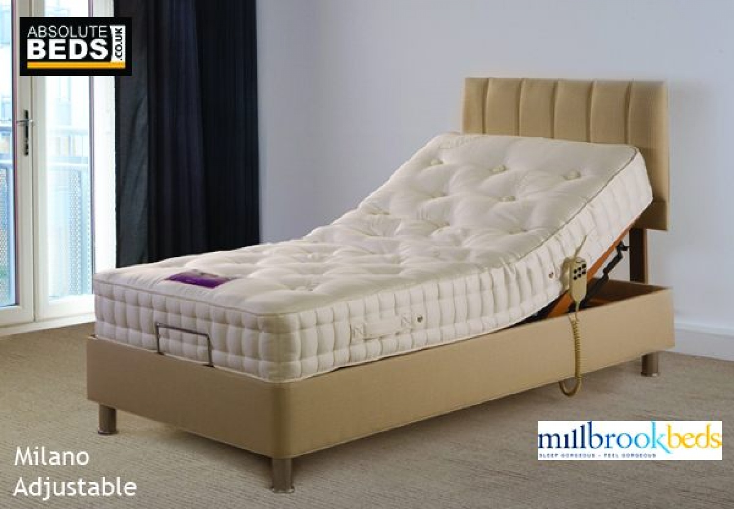 Millbrook Milano Electric Adjustable Bed Set only. Cheap leather beds