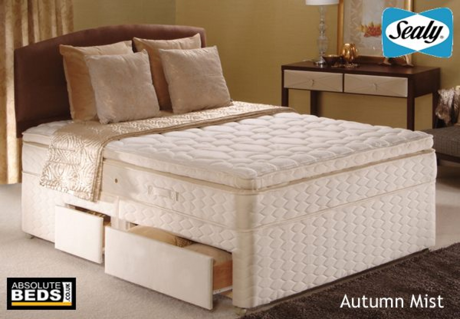 Sealy Posturepedic Gold Collection Autumn Mist Divan Bed Set Only. Hea